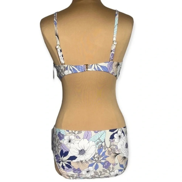 Freshwater size XL multicolor floral bikini blue lavender white cream - Picture 5 of 12